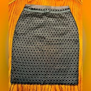 Anna Molinari Charcoal & Black Trouser-style Pencil Skirt w/ Lace Overlay. Sz 2